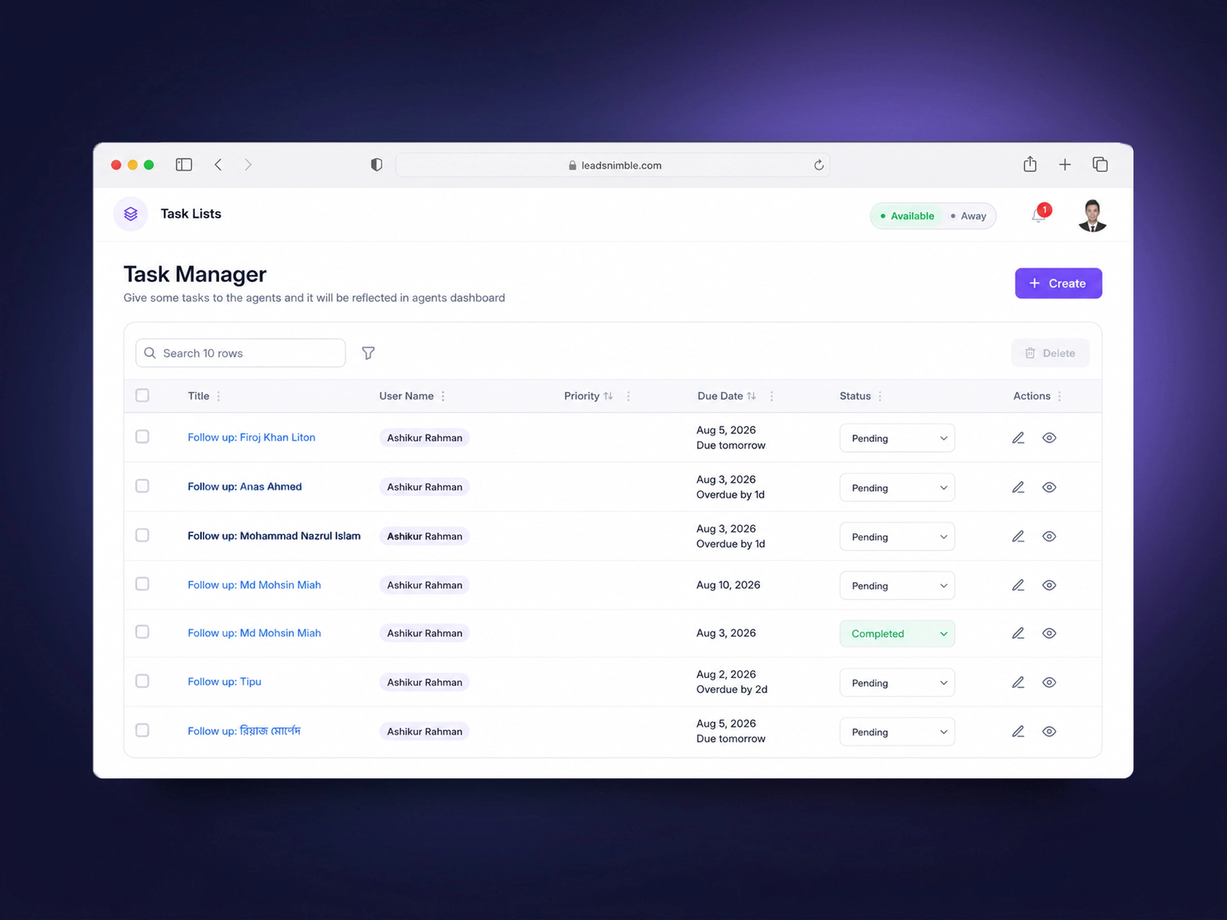 Tasks, Follow-ups & Reminders