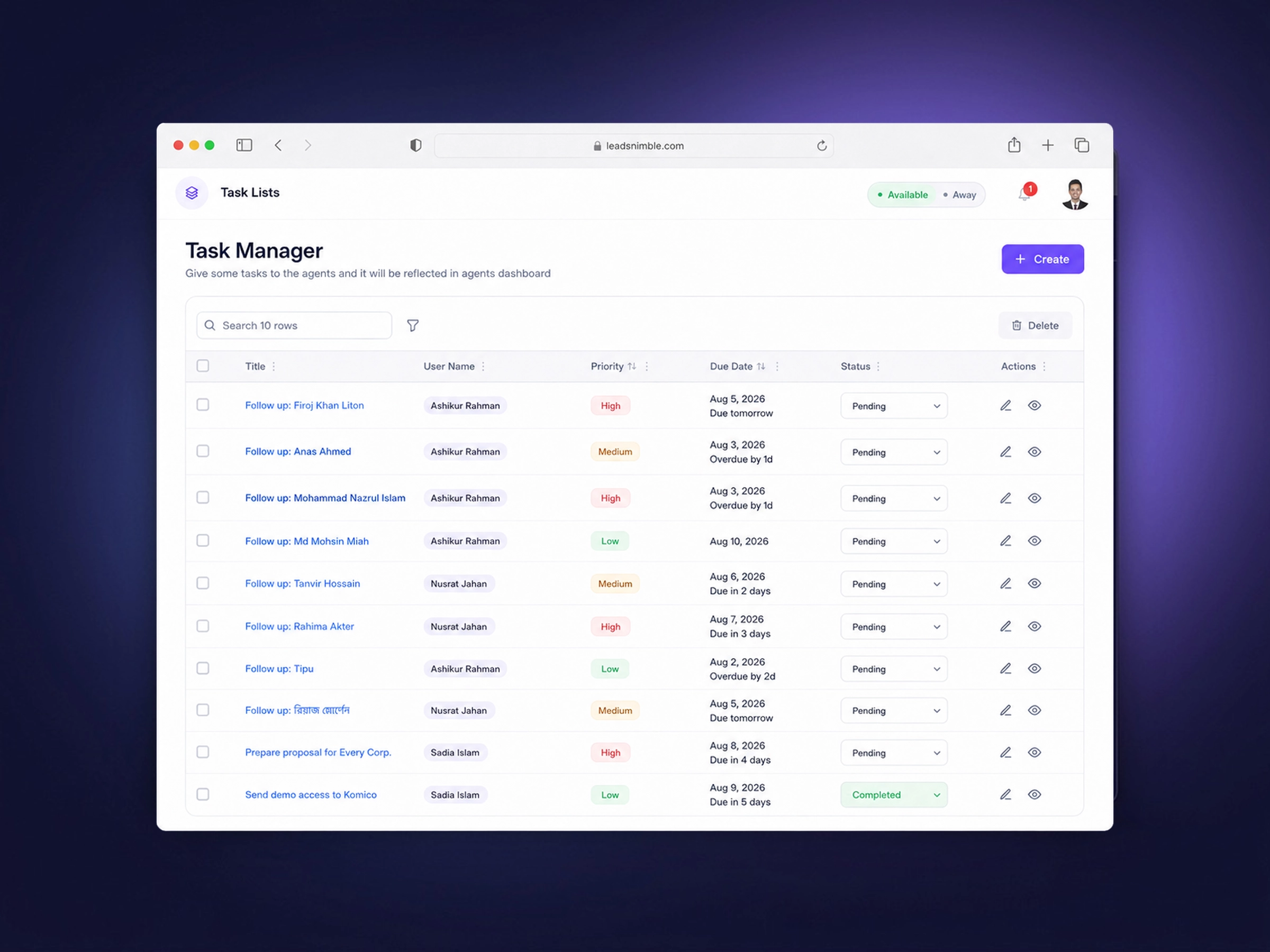 Tasks, Follow-ups & Reminders